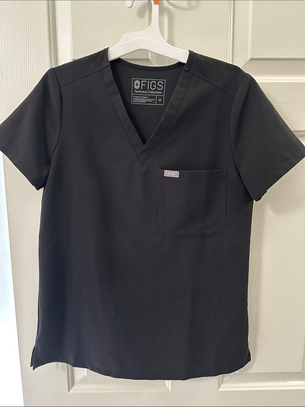 Figs Black V-Neck Medical Scrub Top